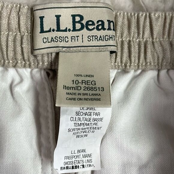 L.L. Bean Women’s Khaki Linen Classic Fit Straight Button Zip Leg Pants Sz 10 - Picture 7 of 10